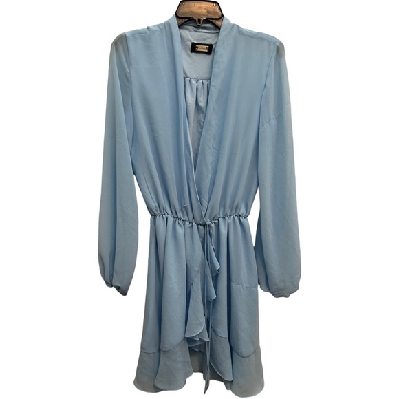 𝅺ALEXIA ADMOR Kathlyn Blouson Ruffle Skirt Mini Dress in light blue - Picture 2 of 14